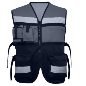 Chaleco de Seguridad Reflectante de Alta Visibilidad con Bolsillos y Cierre de Cremallera, Ropa de Trabajo de Poliéster Gris Unisex - Product Image 3