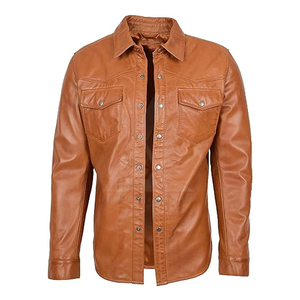 Wholesale Customized Leather Casual <b>Shirts</b> with Chest Pocket Breathable Satin Fabric Plus Size Options Low Price & Custom Logo - Product Image 1