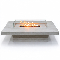 Table de foyer au gaz GPL personnalisable en acier inoxydable, foyer autoportant décoratif, chauffage de table pour terrasse et jardin extérieur