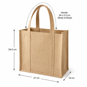 ถุงช้อปปิ้งทำจากปอกระเจาเคลือบธรรมชาติ ขนาด 27x34.5x18 ซม. หูหิ้วยาว สำหรับซุปเปอร์มาร์เก็ต ร้านค้าปลีก รับทำโลโก้ตามสั่ง ขายส่งจากโรงงาน - Product Image 2