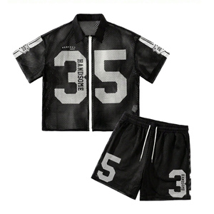 2026 Men's <b>Knitted</b> 100% Cotton T-Shirt <b>Sets</b> with Rhinestone Patch Work Perfect Hot Selling Summer Customized Casual Wear - Product Image 6