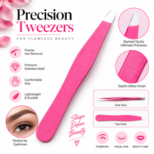 Pinzas Profesionales de Precisión para Cejas, Hechas a Mano en Acero Inoxidable, Punta Inclinada, Duraderas y Ligeras para Cejas y Rostro - Product Image 2