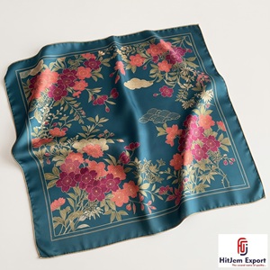 Luxury Printed Silk Scarf for Women Square Headscarf Lightweight Fashion Textile OEM ODM Manufacturer Madeira Custom - Product Image 5