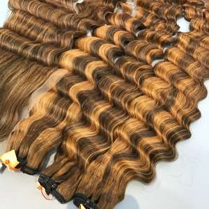 Piano Deep Wave Bundles Extensions de Cheveux Bruts Cheveux Vietnamiens Pour Faire Une Perruque Génie Trame Vierge Bundles Cheveux Bruts Vietnamiens - Product Image 3