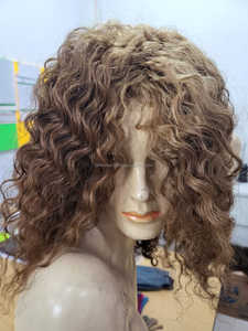 Peluca de Encaje Completo sin Pegamento, Estilo Indio, Color Rubio Natural, Textura Rizada, Larga, Cabello Humano de Alta Calidad - Product Image 2