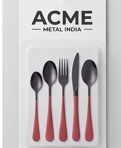 Ensemble de couverts en acier inoxydable finition noir mat avec manche rouge pour la salle à manger, la cuisine, les fêtes, les cadeaux et l'usage quotidien - Product Image 2
