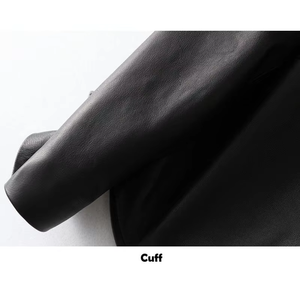 Chaqueta de Cuero para Mujer Talla Grande, Transpirable, de Cuero Suave, Cuello Alto, Cierre Suave, Muy Solicitada, Directo de Fábrica - Product Image 3