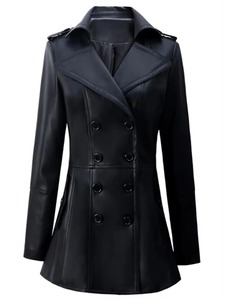 Abrigos Largos de Piel de Oveja de Última Moda para Mujer, Chaquetas de Cuero de Ante Vacuno al por Mayor, Abrigo de Cuero Genuino Personalizado para Mujer - Product Image 4