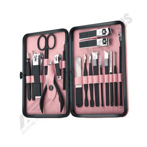 Cortaúñas de acero inoxidable, juego de manicura rosa para viajes, Kit profesional para mujeres de aseo, herramientas de cuidado de pedicura de 18 piezas - Product Image 1