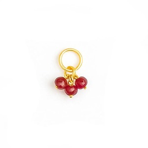 Handmade Garnet Triple <b>Bead</b> Cluster Pendant Gold Plated January Birthstone Gemstone Charm for Jewelry Making - Product Image 1