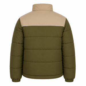 Wholesale Custom Men's <b>Thick</b> Puffer Jacket Woven Polyester Color Block Design Stand Collar Zipper Closure Streetwear <b>Winter</b> <b>Coat</b> - Product Image 3