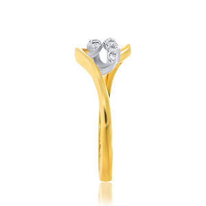 Anillo en espiral de oro amarillo macizo para mujer, oro de 14 quilates, diamantes redondos de 0,20 quilates, engaste delicado, joyería fina, regalo para novia - Product Image 3