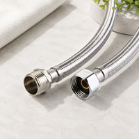 Tuyau d'arrivée d'eau tressé en acier inoxydable SUS304 F1/2, flexible et durable, pour raccordement facile des robinets de lavabo d'hôtel