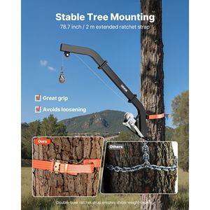 Correa de trinquete para cabrestante Black Deer Hoist, capacidad de carga de 500 lb, accesorio de caza de alta resistencia para montaje en árbol, para desollado en campo - Product Image 5