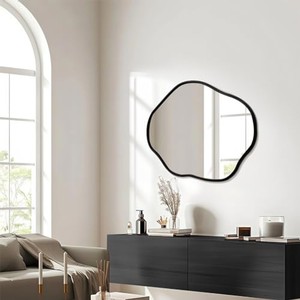 Handcrafted Teak Wood Asymmetrical <b>Mirror</b> | Contemporary Wall Art | Wholesale - Product Image 4