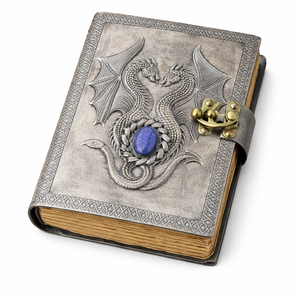 Carnet de croquis et journal à couverture rigide en cuir gris gaufré dragon vintage, fait main, avec papier à bords festonnés, 120 pages, vente en gros - Product Image 1