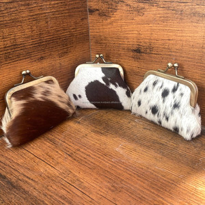 กระเป๋าเหรียญมินิตะวันตกสำหรับผู้หญิงหนังวัวแท้ขนาดเล็กกระเป๋าแฟชั่นหนังแท้ขนาดเล็กคลิปหนีบหัวเข็มขัด - Product Image 5