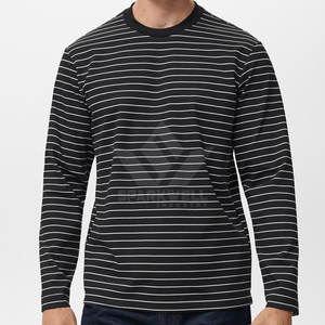 T-shirt à manches longues rayé pour homme, col rond, coupe classique, tricoté, vêtement écologique, respirant, tendance - Product Image 2