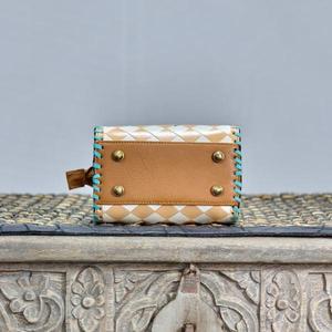 Sac Speedy avec motif à carreaux et design éclair bleu turquoise, sac à main en cuir de luxe - Product Image 4
