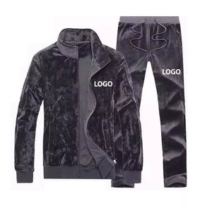 Ensemble de survêtement 2 pièces en velours violet délavé avec fermeture éclair, style streetwear, pour l'hiver, vente en gros - Product Image 5