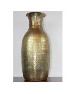 Ensemble de 2 vases à fleurs en aluminium finition nickel brut, pots à fleurs modernes en métal, jardinières décoratives d'intérieur à bas prix - Product Image 3