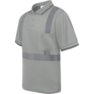 เสื้อโปโลแขนสั้นสีน้ำเงินสำหรับผู้ชายแบบ Hi Vis พร้อมแถบสะท้อนแสงและกระเป๋าหน้าอก ชุดทำงานแห้งเร็ว - Product Image 3