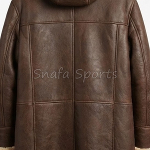 Veste en cuir pour homme en peau de mouton style classique, doublure en fausse fourrure épaisse, grande taille, vestes en cuir écologiques - Product Image 5