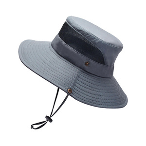 Chapeau Bob d'été d'extérieur anti-UV à large bord en maille, décontracté, imperméable, séchage rapide, avec cordon, idéal pour les fêtes - Product Image 4