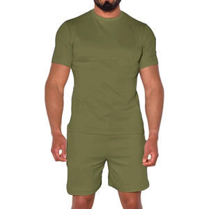 Ensemble de survêtement 2 pièces pour homme avec logo personnalisé, short décontracté respirant et t-shirt à manches courtes, motif uni, collection été 2026 - Product Image 4