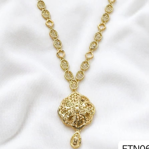 Women's Imitation Brass 18K <b>Gold</b> Plated Turkish Long Haram Necklace <b>Set</b> Bridal Wedding Engagement Anniversary Party Trendy - Product Image 1