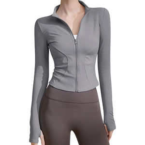 Top de Yoga para Mujer con Cierre Completo, Transpirable, Ajustado, Cuello Alto, Manga Larga, Secado Rápido, para Entrenamiento y Fitness - Product Image 1