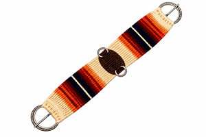 EQUIPO Correa de Cuello para Caballo con Diseño Personalizable, Rayas Beige, Naranja y Azul, Cuero y Lana, Anillos Metálicos Ajustables - Product Image 1
