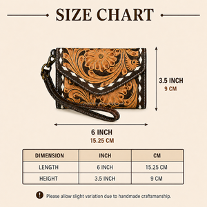 Latest Western Genuine Cow Leather Tooled Floral <b>Wristlet</b> Wallet Cowgirl Luxury Clutch Card & Cash Holder Perfect for Travel - Product Image 2