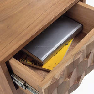 Mesita de Noche de Madera Maciza de Mango Hecha a Mano con Cajón Tallado, Mueble Moderno para Dormitorio, Ideal para Almacenes - Exportación Mundial - Product Image 3