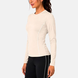 T-shirt de sport personnalisé sans couture 2026 pour femme, très élastique, en Spandex/Polyester, à manches longues et col rond, idéal pour l'entraînement en salle de sport - Product Image 3