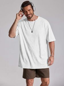 Camiseta Oversize Moderna para Hombre, Corte Holgado, Cuello Redondo de Algodón, Manga Corta, Hombros Caídos, Estilo Urbano Casual, Ropa de Calle Transpirable para Verano - Product Image 4