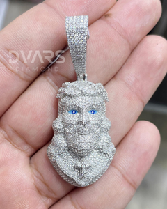 Pendentif Tête de Jésus Hip Hop en Argent Sterling 925 Plaqué Or Blanc, Bijou Moissanite VVS Iced Out, Passe le Testeur de Diamant - Product Image 1