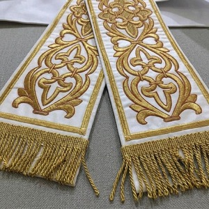 Bordure en dentelle brodée écologique en tissu jacquard, ruban tissé appliqué, pompon blanc pour la décoration textile de maison - Product Image 3