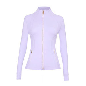 Custom Plus Size Breathable Gym Fitness Gold Zip up Yoga <b>Jacket</b> Active Soft Tight Pockets Active <b>Workout</b> <b>Jackets</b> - Product Image 5