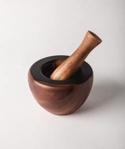 Juego de Mortero y Maja de Madera de Primera Calidad, Molinillo de Hierbas y Especias para Cocina - Product Image 1