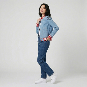 Heritage Masonic Regalia Ladies Stylish Denim Jeans <b>Jacket</b> | Sorority Embroidered <b>Women</b> Customized Delta Sigma Denim <b>Jacket</b> - Product Image 3