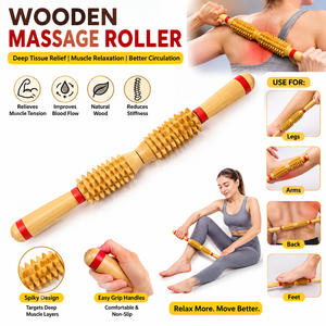 K Star – rouleau d'acupression en bois Anand II, masseur naturel pour les mains et le corps, pour la circulation sanguine, la relaxation, outil soulageant la douleur - Product Image 4