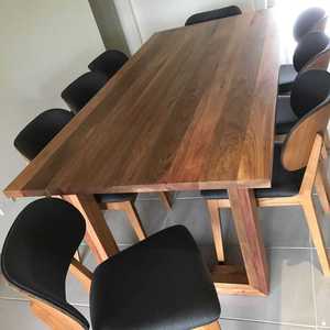 Ensemble de salle à manger en bois massif pour 6 à 8 personnes, grand mobilier en bois moderne, ensemble de salle à manger contemporain et durable pour la famille - Product Image 5