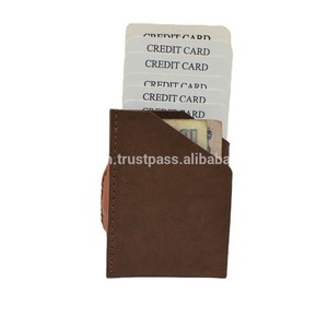 Minimalist Genuine Leather Credit <b>Card</b> <b>Holder</b> 4 Inch Brown RFID Blocking No Closure Slim <b>Wallet</b> for Men Women - Product Image 4