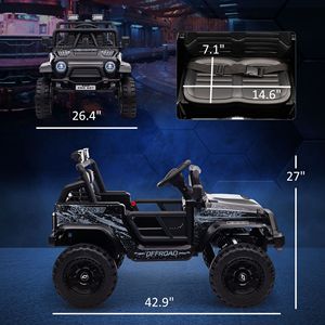 Auto Elettrica a 4 Ruote con Telecomando, Velocità Massima 3 MPH, Musica e Luci per Bambini 5-7 Anni, Nera - Product Image 3