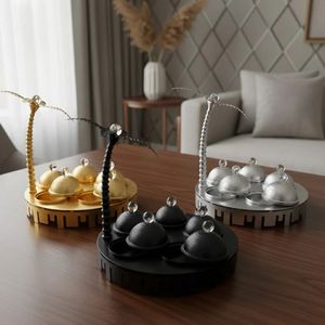 Bandeja de Metal de Lujo para Condimentos con Tapa de Cúpula, Bandeja Decorativa de Alta Gama para Servir en Eventos Árabes, Majlis, Islámicos, Ramadán, Eid, Bodas y Fiestas - Product Image 1