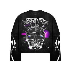 Camiseta Vintage con Logotipo Personalizado, Lavada con Ácido, Estilo Desgastado, Talla Grande, 100% Algodón, Peso Pesado, para Hombre - Product Image 2