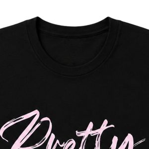 Camiseta gráfica negra para mujer con estampado de chica bonita, manga corta, cuello redondo, informal, a la moda, cómoda para el día a día, top de verano - Product Image 5