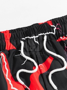 Shorts de Playa para Hombre con Estampado de Rayos Rojos y Negros, Secado Rápido, Cintura Elástica con Cordón, Traje de Baño para Surf de Verano - Product Image 6