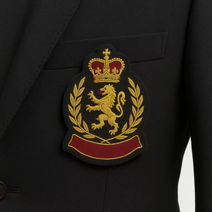 Customizable Eco-Friendly Luxury Designer Blazers Streetwear Bullion Hand Embroidered Gold Wire Badges Custom Design <b>Safety</b> <b>Pin</b> - Product Image 5